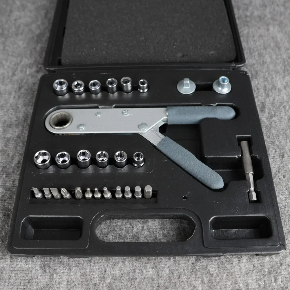 Mechanics Tool Set Ratcheting Wrench Sockets Screwdriver Bits Black Hard Case